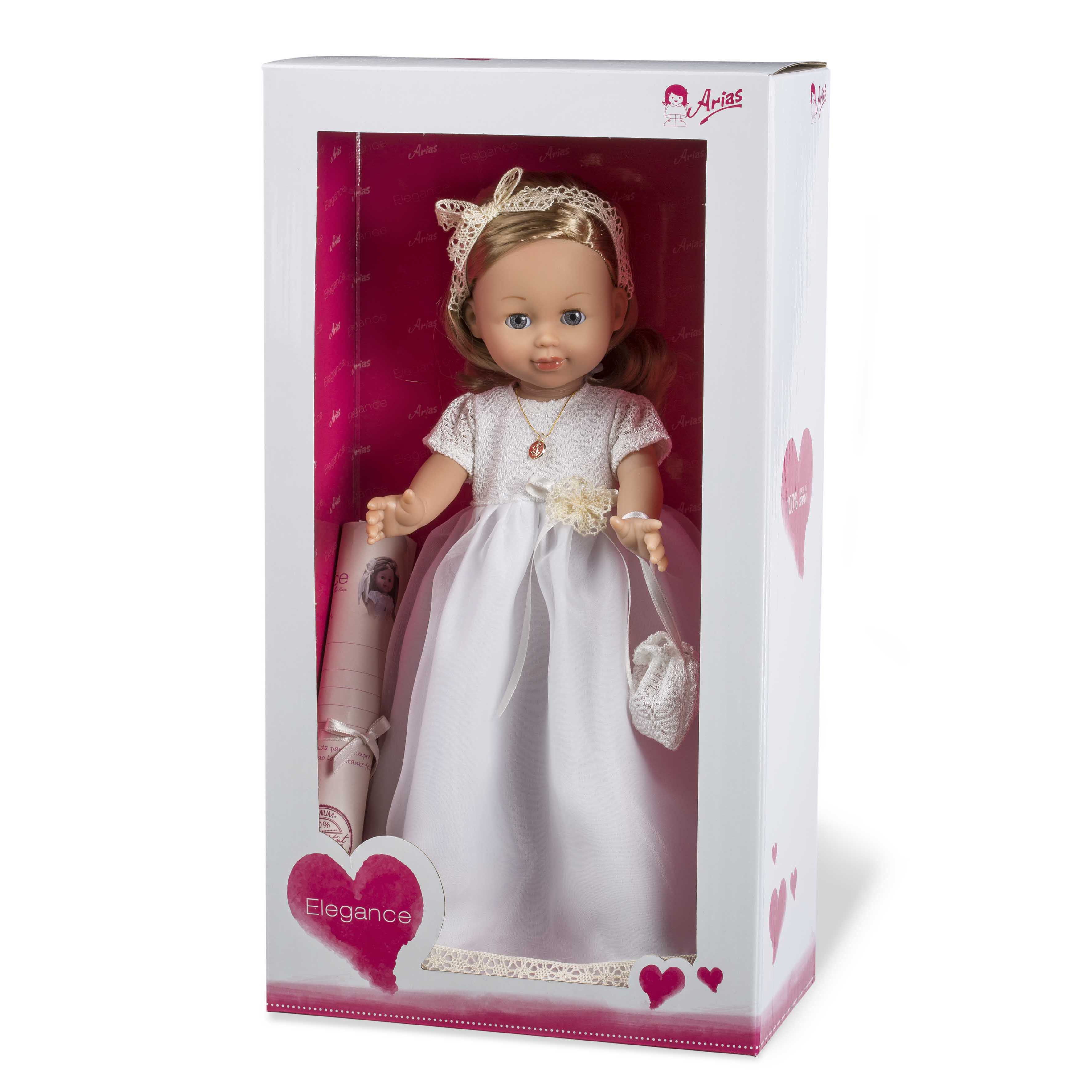 Виниловая кукла и серии Elegance 42 см. в платье, с аксессуаром, светлые волосы  